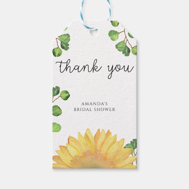 Sunflower Brautparty vielen Dank Geschenkanhänger (Vorderseite)
