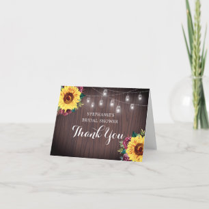 Sunflower Burgundy Jars Wood Brautparty Danke