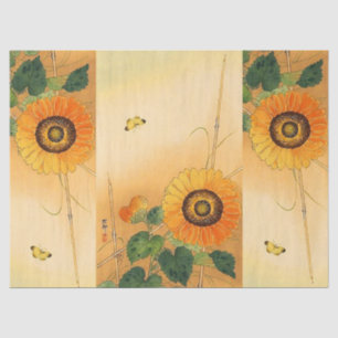 SUNFLOWER, BUTTERFLY, GRÜNE BLÄTTER Japanisches Bl Seidenpapier