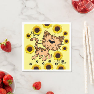 Sunflower Cat Kitten Paper Napkins Serviette