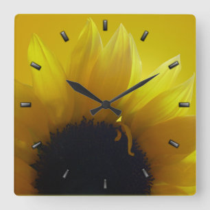 Sunflower Clock Yellow Flower Wall Clocks & Gift Quadratische Wanduhr
