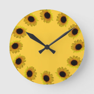 Sunflower Clock Yellow Sunflower Wall Clocks Runde Wanduhr