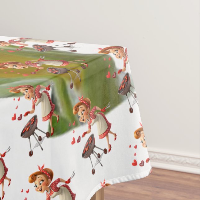 Sunflower Cooking Love Red Hearts White Tablecloth Tischdecke (Beispiel)