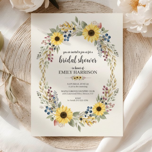 Sunflower Corner Bridal Shower Invite Rustic Style Einladung (sunflower bridal shower invitation)
