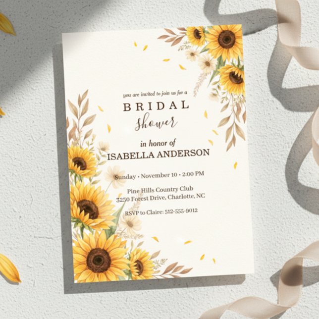 Sunflower Corner Bridal Shower Rustic Style Einladung (rustic farmhouse invitation design)