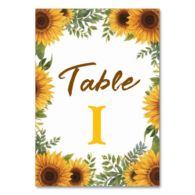 Sunflower Country Wedding Table Number  Tischnummer (Vorderseite)