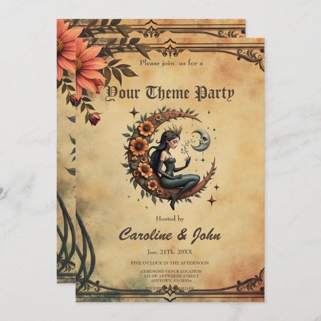 Sunflower Crescent Queen  Einladung (Vorne/Hinten)