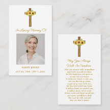 Sunflower Cross Memorial Photo Funeral Prayer Card