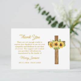 Sunflower Cross Sympathy Thank You Card Dankeskarte