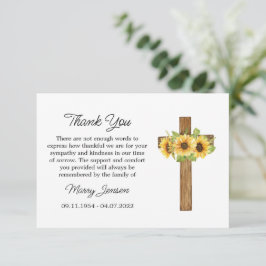 Sunflower Cross Sympathy Thank You Card Dankeskarte