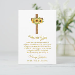 Sunflower Cross Sympathy Thank You Card Dankeskarte