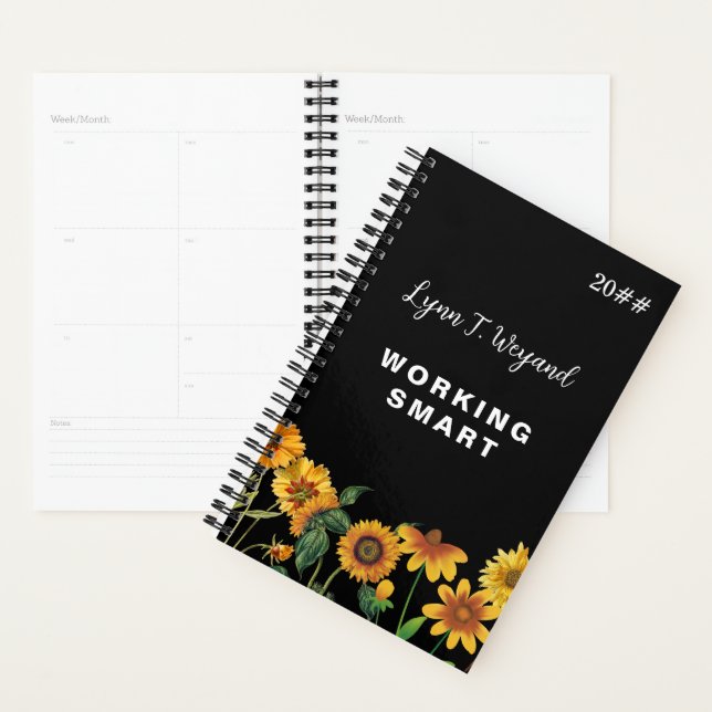 Sunflower Custom Name Bright Floral Planner Planer (Anzeige)