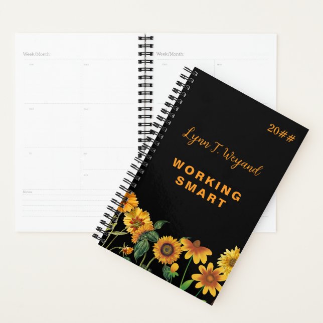 Sunflower Custom Name Bright Floral Planner Planer (Anzeige)
