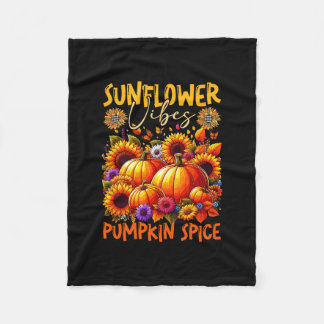 Sunflower Cute Vibes Pumpkin Spice Thanksgiving Co Fleecedecke