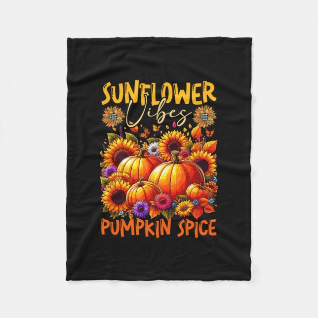 Sunflower Cute Vibes Pumpkin Spice Thanksgiving Co Fleecedecke (Vorderseite)