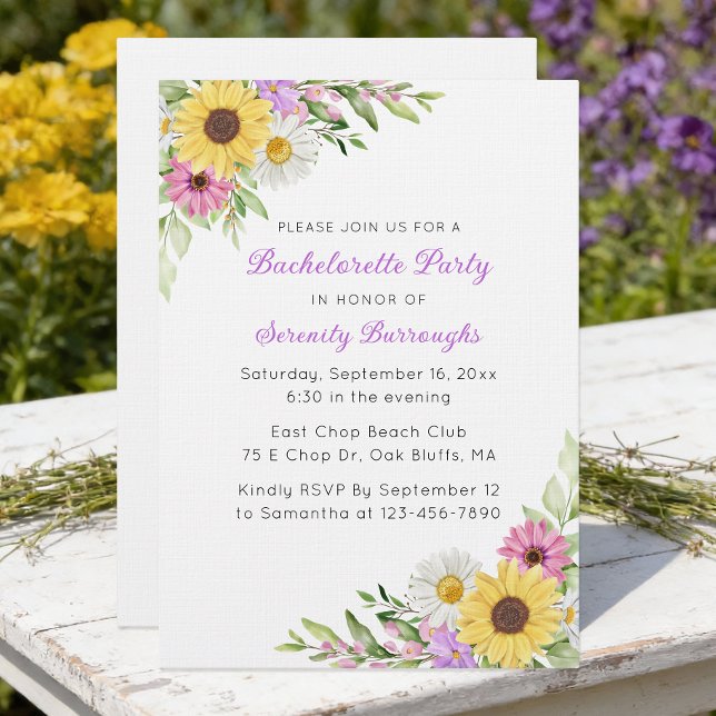 Sunflower Daisy Boho Garden Bachelorette Einladung (Von Creator hochgeladen)