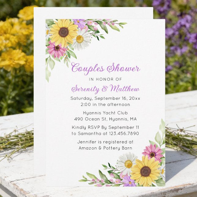 Sunflower Daisy Floral Boho Garden Couples Shower Einladung (Von Creator hochgeladen)
