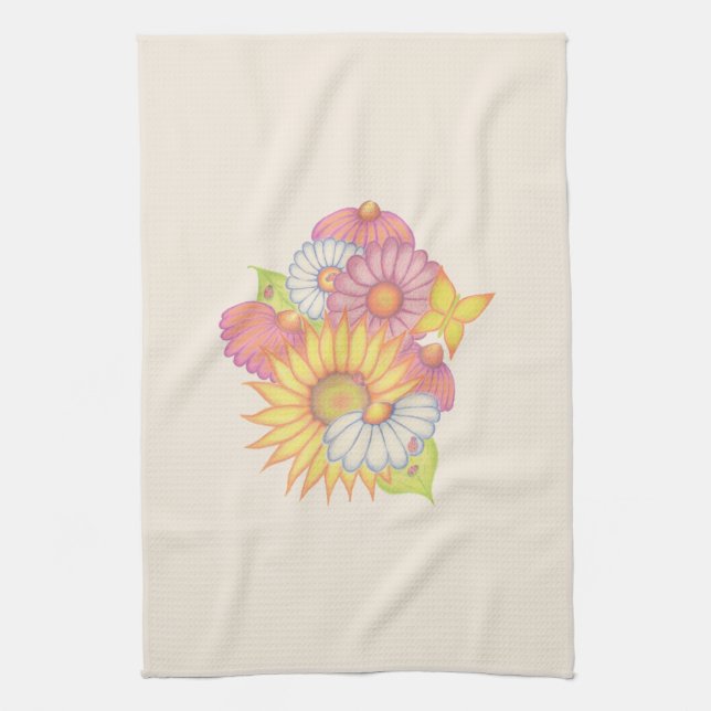 Sunflower Daisy Kitchen Towel  Geschirrtuch (Vertikal)