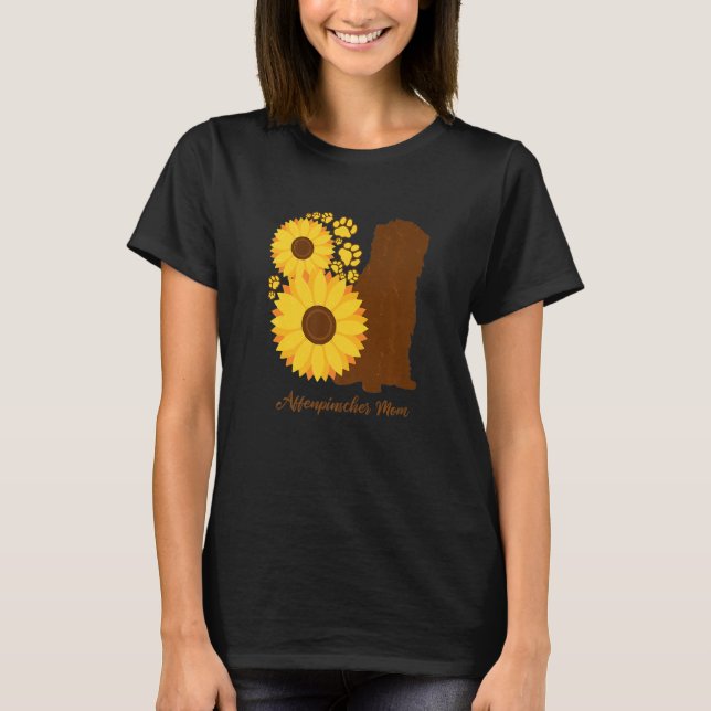 Sunflower Dog Mom - Ape Terrier Affenpinscher Prem T-Shirt (Vorderseite)