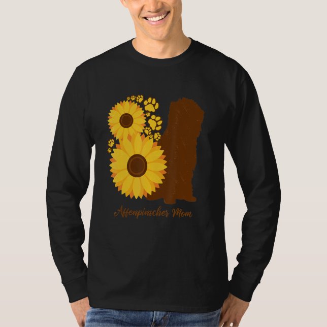 Sunflower Dog Mom - Ape Terrier Affenpinscher T-Shirt (Vorderseite)