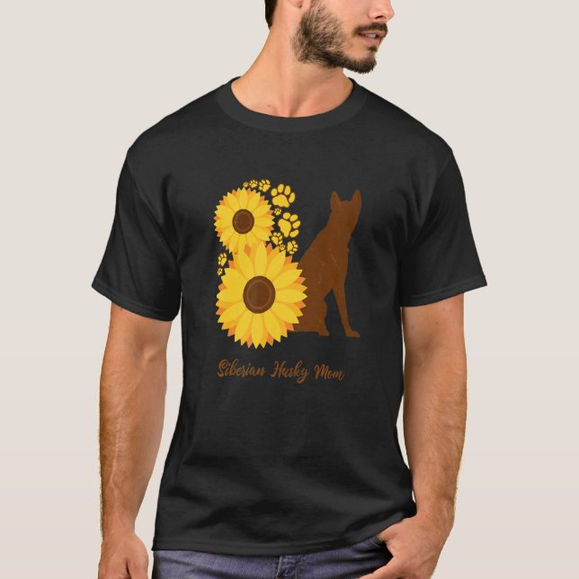 Sunflower Dog Mom - Siberian Husky Premium T-Shirt (Vorderseite)