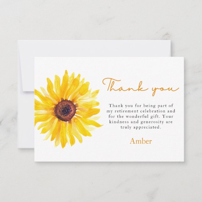 Sunflower Educator's Retirement Thank You Card Dankeskarte (Vorderseite)