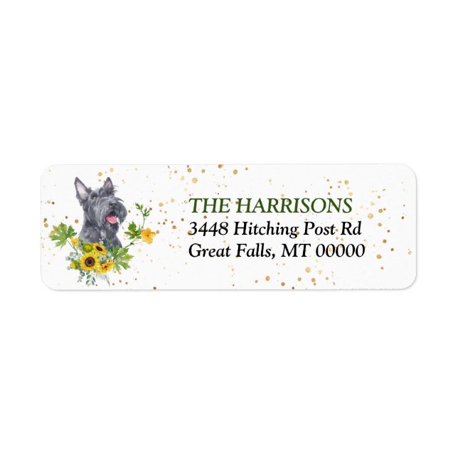 Sunflower Eucalyptus Scottie Dog Return Address (Vorne)
