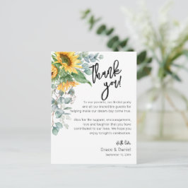 Sunflower Eukalyptus Vielen Dank Empfang Card Postkarte