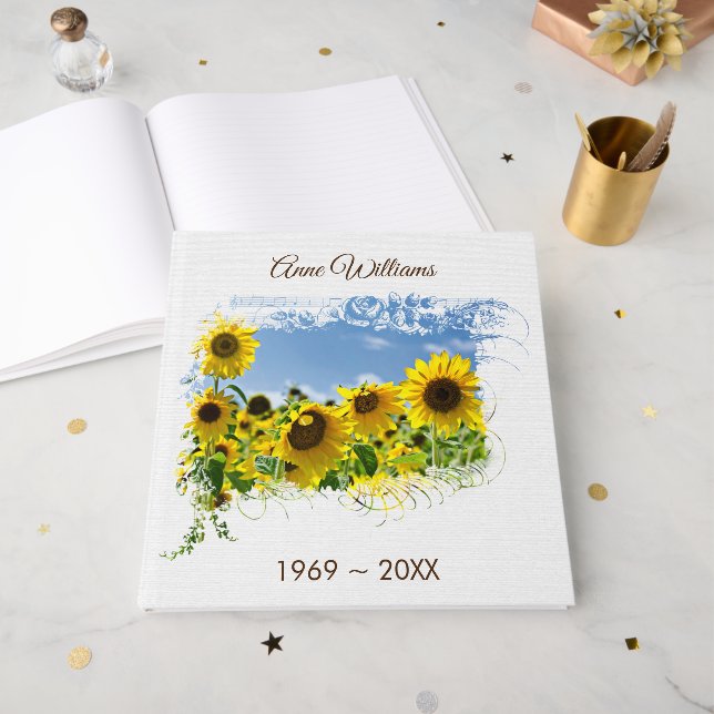 Sunflower Field Memorial Service Guest Book Gästebuch (Vorderseite offen)