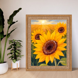 Sunflower Field | Yellow Floral Watercolor Painted Poster