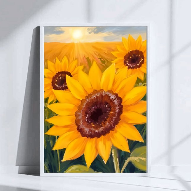 Sunflower Field | Yellow Floral Watercolor Painted Poster (Von Creator hochgeladen)