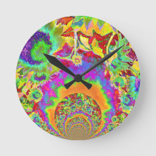 Sunflower Fields Forever - orange Runde Wanduhr