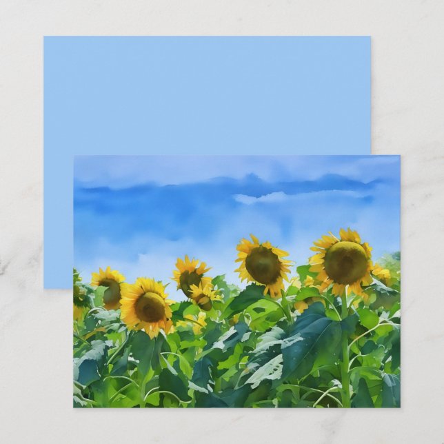 Sunflower Floral Art Note Card Set Mitteilungskarte (Vorne/Hinten)