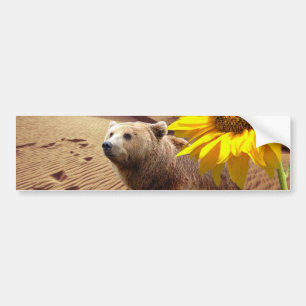 Sunflower Floral Bear Bumper Sticker Autoaufkleber