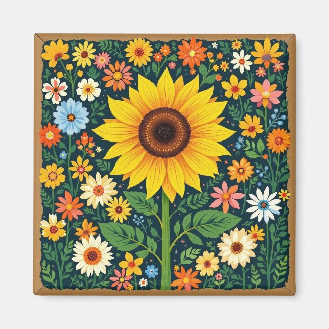 Sunflower floral magnet (Vorne)