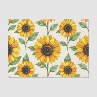 Sunflower Floral Seamless Pattern Bright Yellow Seidenpapier