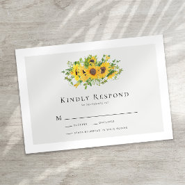 Sunflower Floral Wedding RSVP Card Karte