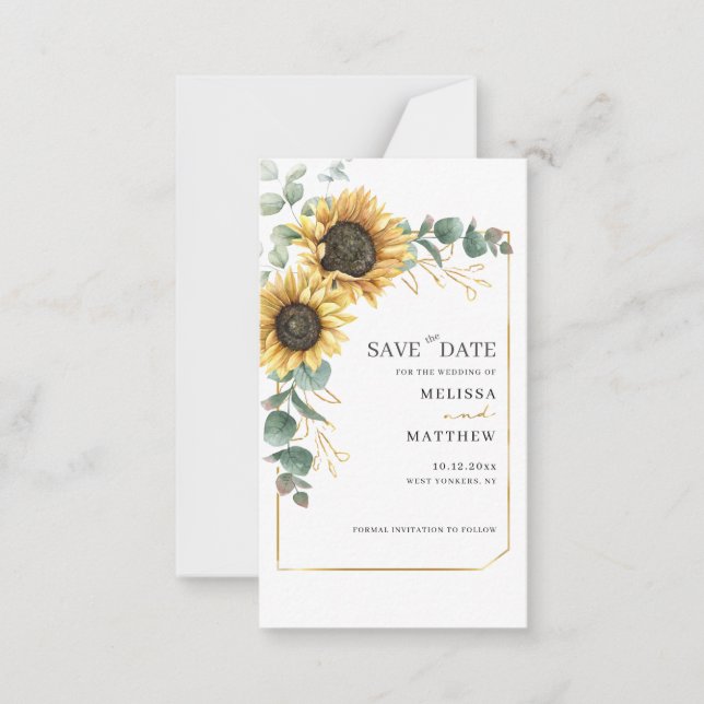 Sunflower Floral Wedding Save The Date Mitteilungskarte (Vorderseite)