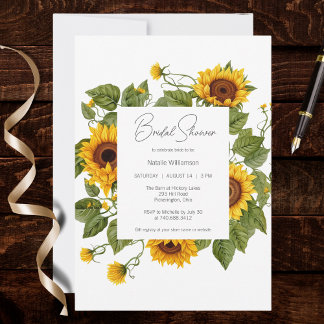 Sunflower Frame Bridal Shower Einladung
