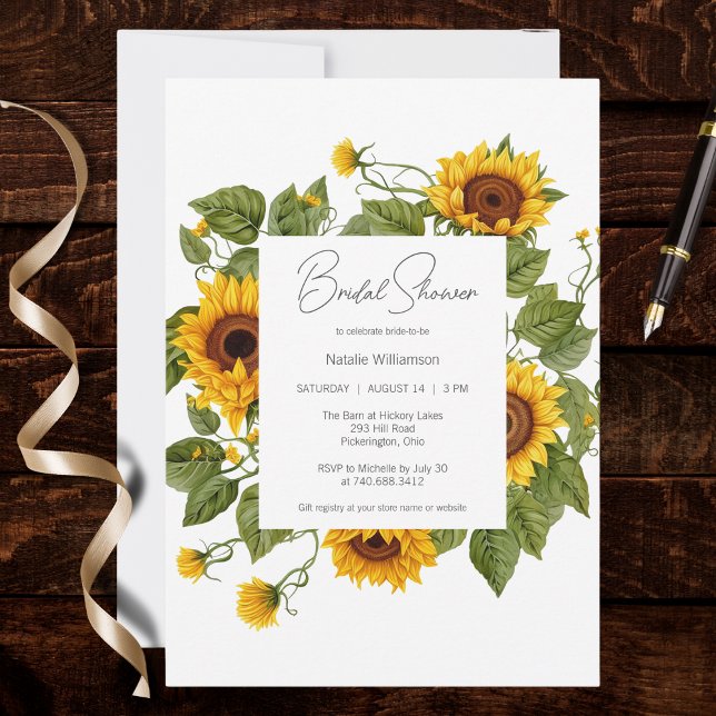 Sunflower Frame Bridal Shower  Einladung (Von Creator hochgeladen)