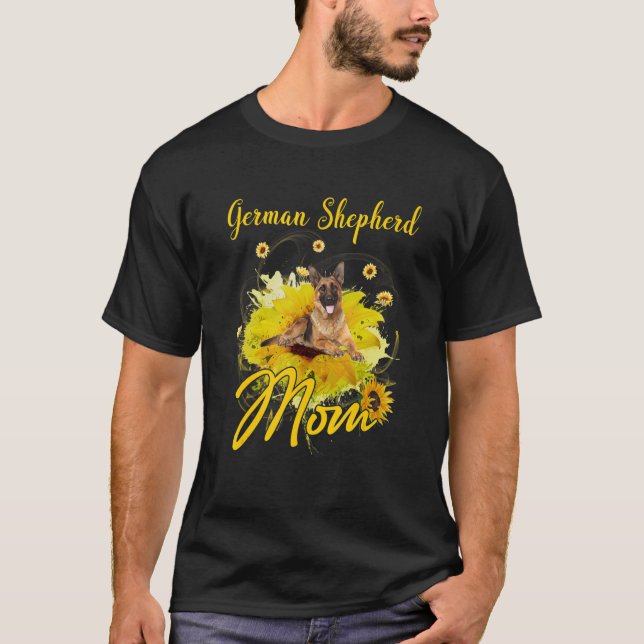 Sunflower German Shepherd Mom Dog Mother's T-Shirt (Vorderseite)