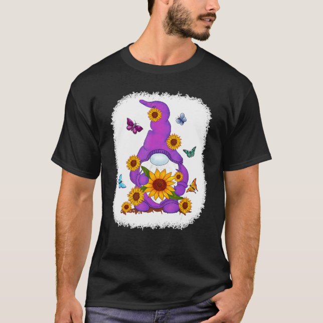 Sunflower Gnome Paint Background T-Shirt (Vorderseite)