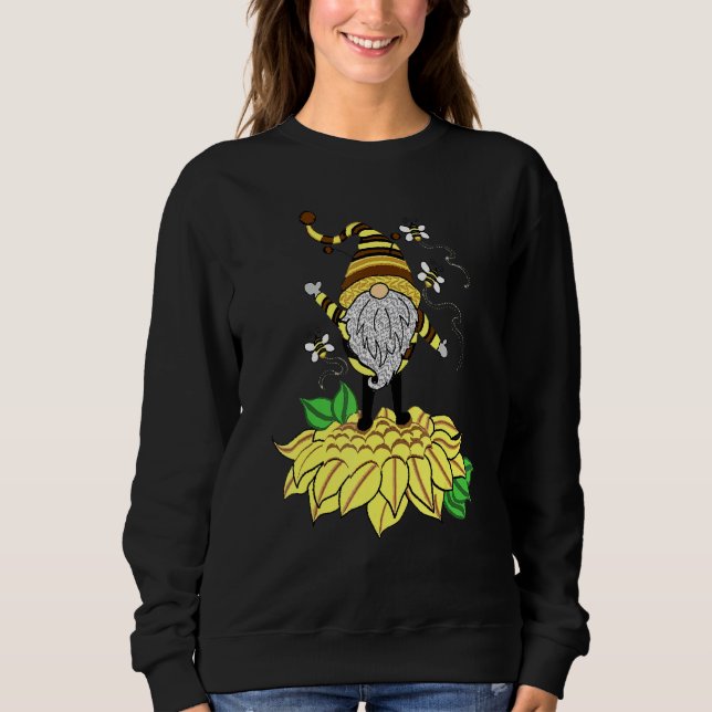 Sunflower Gnome With Bee  Hippie Gnome For Flower  Sweatshirt (Vorderseite)