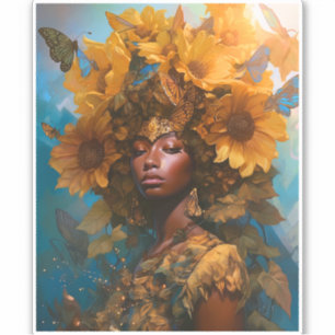 Sunflower Goddess Fantasy Art Aufkleber