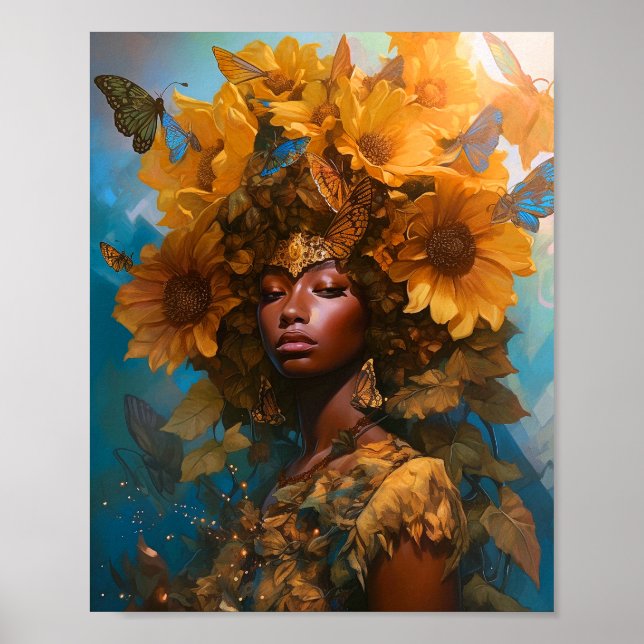 Sunflower Goddess Fantasy Art Poster (Vorne)