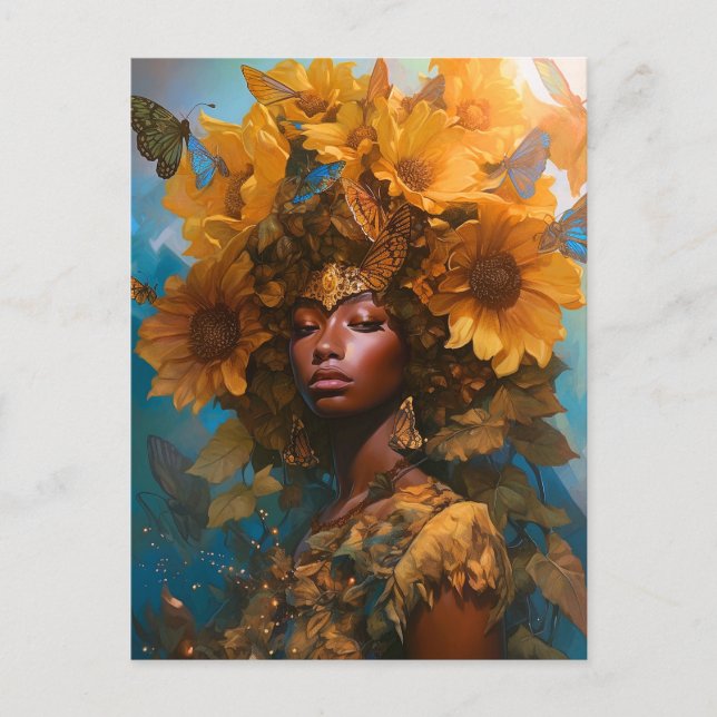 Sunflower Goddess Fantasy Art Postkarte (Vorderseite)