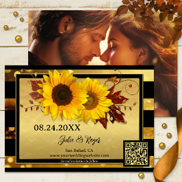 Sunflower Gold Black Foto Save the Date Karte