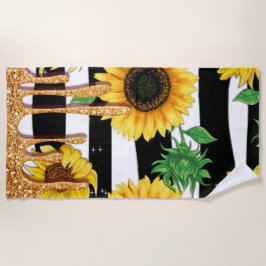 Sunflower Gold Drip Beach Towel Strandtuch