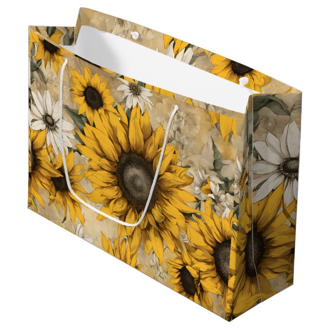 Sunflower Große Geschenktüte (Vorderseite Schrägansicht)