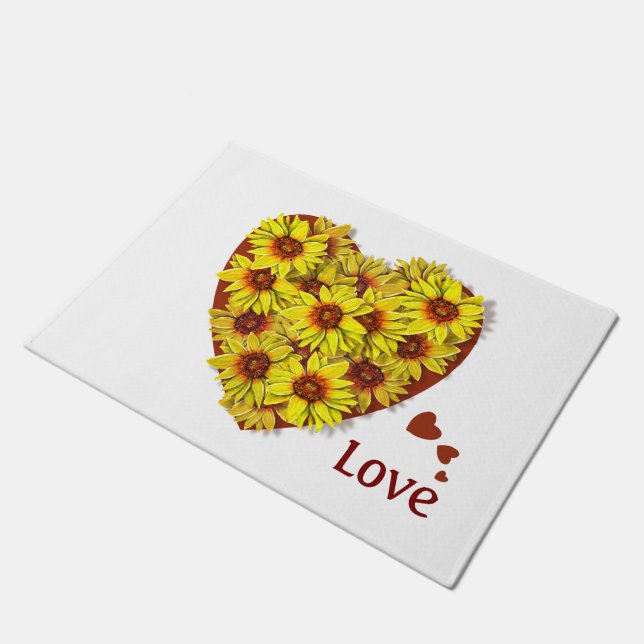 Sunflower Heart Door Mat Fußmatte (Schrägansicht)